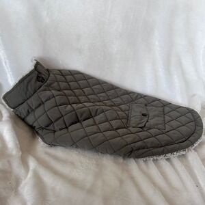 Free Country Dog Coat Medium Gray Quilted Fleece Lined Jacket Gorpcore